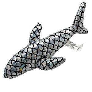 Kellytoy Shark Silver Metallic Sparkle Plush Stuffed Animal 2019 13"